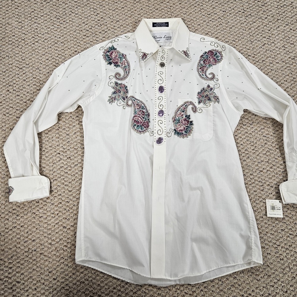 Klassie Lassie Ladies Cowgirl Western Style Shirt Rodeo Jewel Glitter -‎ NWT